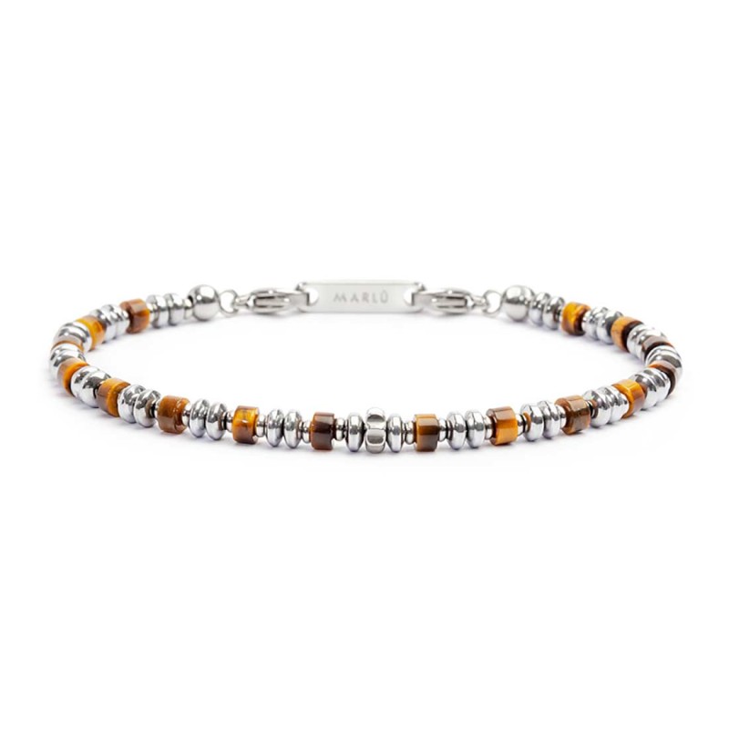 Bracciale con rondelle in pietra ed elementi in ematite Bracciale con rondelle in pietra ed elementi in ematite