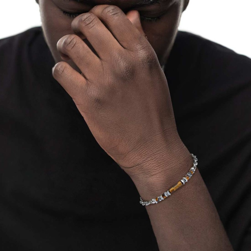 Bracciale elementi in pietra ed elementi in ematite catena marine