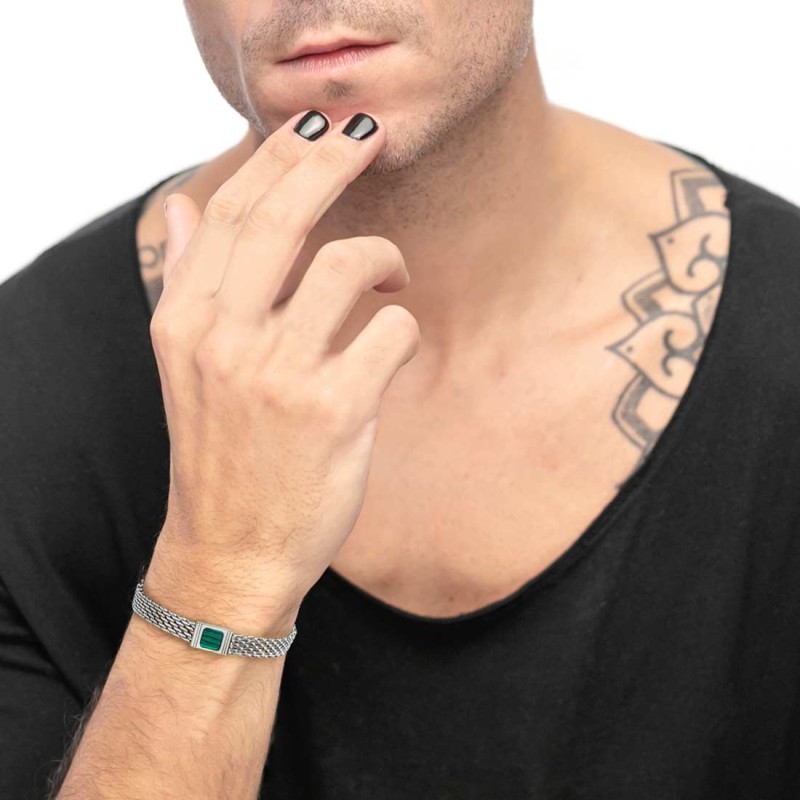 BR ACCIAIO CON PIETRA E CATENA MESH