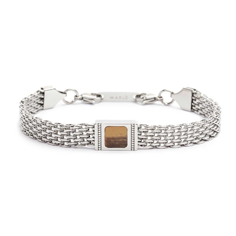Bracciale con pietra centrale catena mesh Bracciale con pietra centrale catena mesh