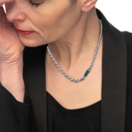 CO ACCIAIO CATENA CORDA CON ELEMENTO IN PIETRA