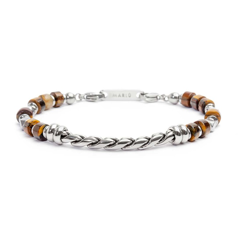 S.S BRACELET WITH TWIST SERPENTINE CHAIN TIGER EYE AND HEMATITE S.steel bracelet alternated with hematite chrome ip beads 4,70*2 S.S BRACELET WITH TWIST SERPENTINE CHAIN TIGER EYE AND HEMATITE S.steel bracelet alternated with hematite chrome ip beads 4,70*2