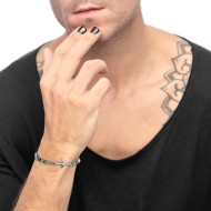 Bracciale con ancora elementi in malachite ed onice nera Bracciale con ancora elementi in malachite ed onice nera