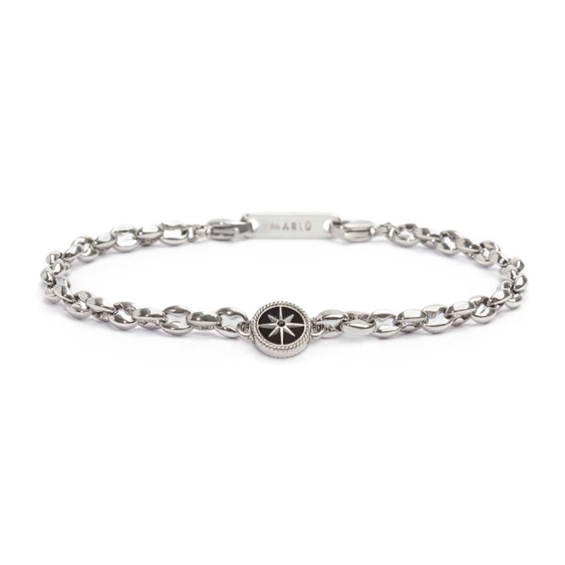 S.STEEL BRACELET WITH MARINE CHAIN AND WIND ROSE S.steel bracelet with marine chain 4,50 mm width, 2,20 mm thickness. On the cen S.STEEL BRACELET WITH MARINE CHAIN AND WIND ROSE S.steel bracelet with marine chain 4,50 mm width, 2,20 mm thickness. On the cen