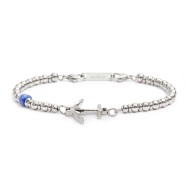 S.S BRACELET WITH ANCHOR SODALITE AND HEMATITE S.steel bracelet alternated with polished s.s rings 4 mm diameter and hematite ch S.S BRACELET WITH ANCHOR SODALITE AND HEMATITE S.steel bracelet alternated with polished s.s rings 4 mm diameter and hematite ch