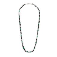 Collana con rondelle in malachite ed onice nera elementi in ematite