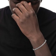 S.STEEL BRACELET WITH ROPE CHAIN 5 MM S.steel bracelet with rope chain 5 mm thickness. On both ends, element with texture by etc S.STEEL BRACELET WITH ROPE CHAIN 5 MM S.steel bracelet with rope chain 5 mm thickness. On both ends, element with texture by etc