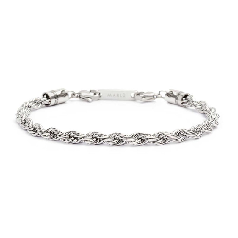 S.STEEL BRACELET WITH ROPE CHAIN 5 MM S.steel bracelet with rope chain 5 mm thickness. On both ends, element with texture by etc S.STEEL BRACELET WITH ROPE CHAIN 5 MM S.steel bracelet with rope chain 5 mm thickness. On both ends, element with texture by etc