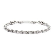 S.STEEL BRACELET WITH ROPE CHAIN 5 MM S.steel bracelet with rope chain 5 mm thickness. On both ends, element with texture by etc S.STEEL BRACELET WITH ROPE CHAIN 5 MM S.steel bracelet with rope chain 5 mm thickness. On both ends, element with texture by etc