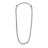 S.S. NECKLACE WITH ROPE CHAIN S.steel necklace with rope chain 6,80 mm thickness. On both ends, element with three twisted wire