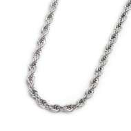 S.S. NECKLACE WITH ROPE CHAIN S.steel necklace with rope chain 6,80 mm thickness. On both ends, element with three twisted wire