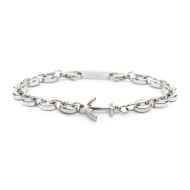 S.STEEL BRACELET WITH MARINE CHAIN AND ANCHOR S.steel bracelet with marine chain 7,20 mm width, 3,10 mm thickness. On the center