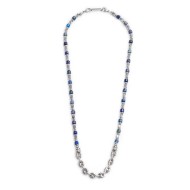S.STEEL NECKLACE WITH SODALITE HEMATITE AND MARINE CHAIN S.steel necklace alternated with hematite with chrome ip beads 4,70*2,4