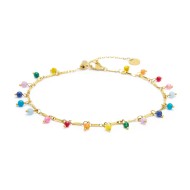 Cavigliera catena con agata colorata pendente Cavigliera catena con agata colorata pendente