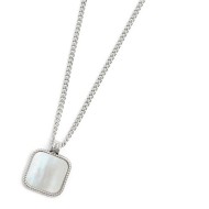 Collana catena grumetta con piastrina quadrata pendente Collana catena grumetta con piastrina quadrata pendente