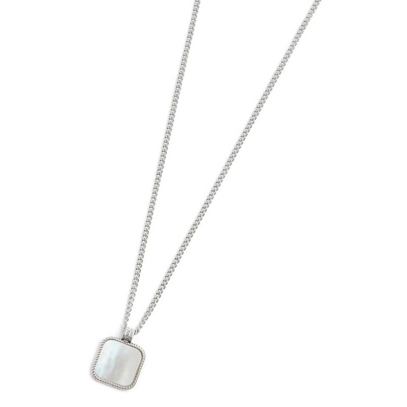 Collana catena grumetta con piastrina quadrata pendente Collana catena grumetta con piastrina quadrata pendente