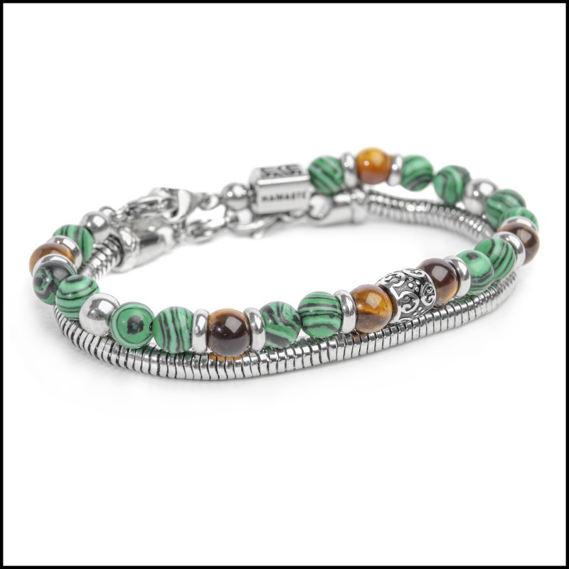 Bracciale malachiete e bracciale catena snake Bracciale malachiete e bracciale catena snake