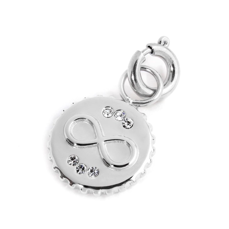 CHARM MEDAGLIETTA CON INFINITO E CRISTALLI CHARM MEDAGLIETTA CON INFINITO E CRISTALLI