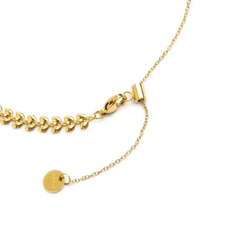 Collana catena a foglia e collana con pietre a rondelle Collana catena a foglia e collana con pietre a rondelle