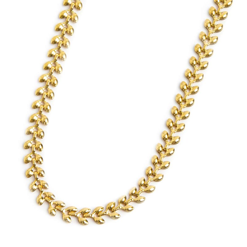Collana catena a foglia e collana con pietre a rondelle Collana catena a foglia e collana con pietre a rondelle