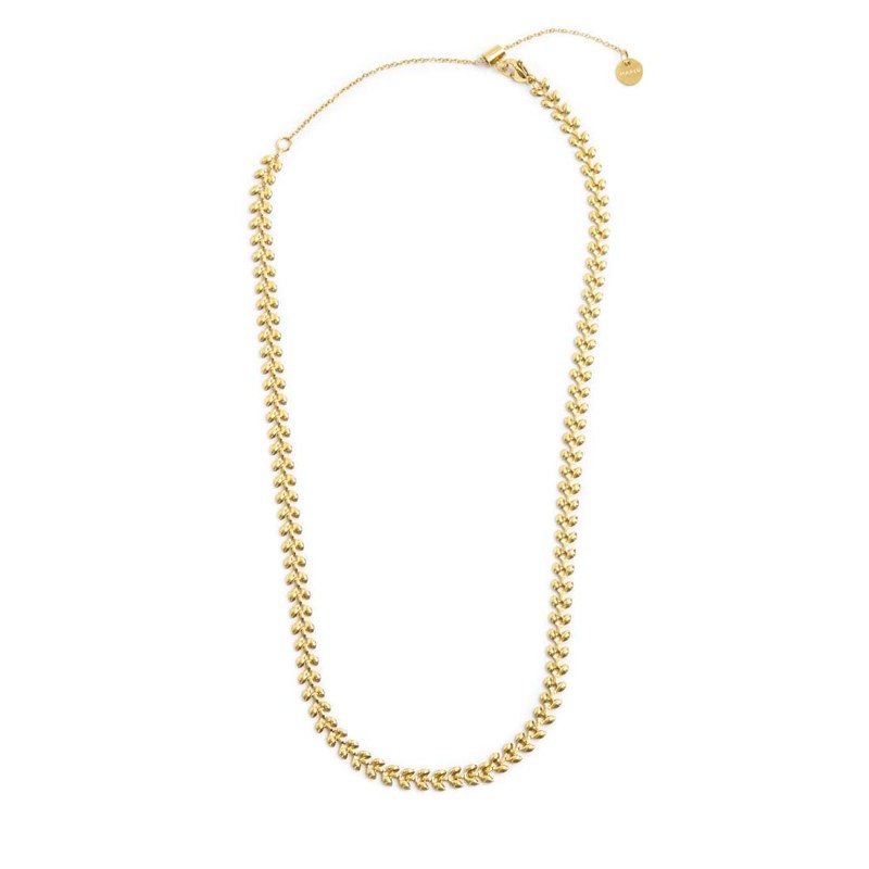Collana catena a foglia e collana con pietre a rondelle Collana catena a foglia e collana con pietre a rondelle