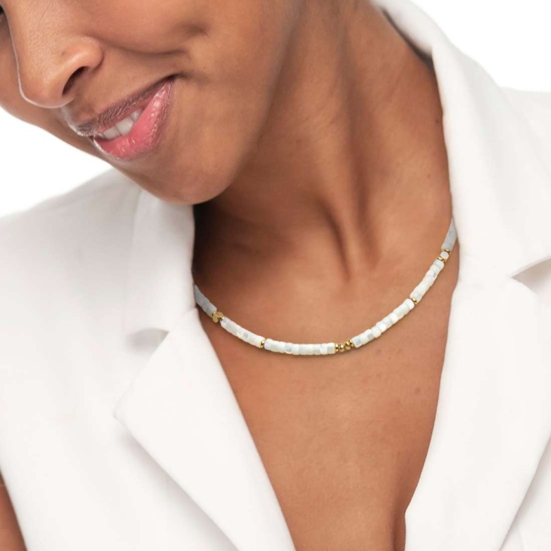 Collana catena a foglia e collana con pietre a rondelle Collana catena a foglia e collana con pietre a rondelle