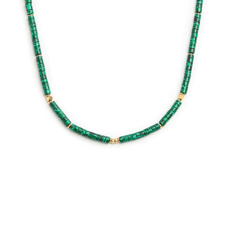 Collana catena a foglia e collana con pietre a rondelle Collana catena a foglia e collana con pietre a rondelle