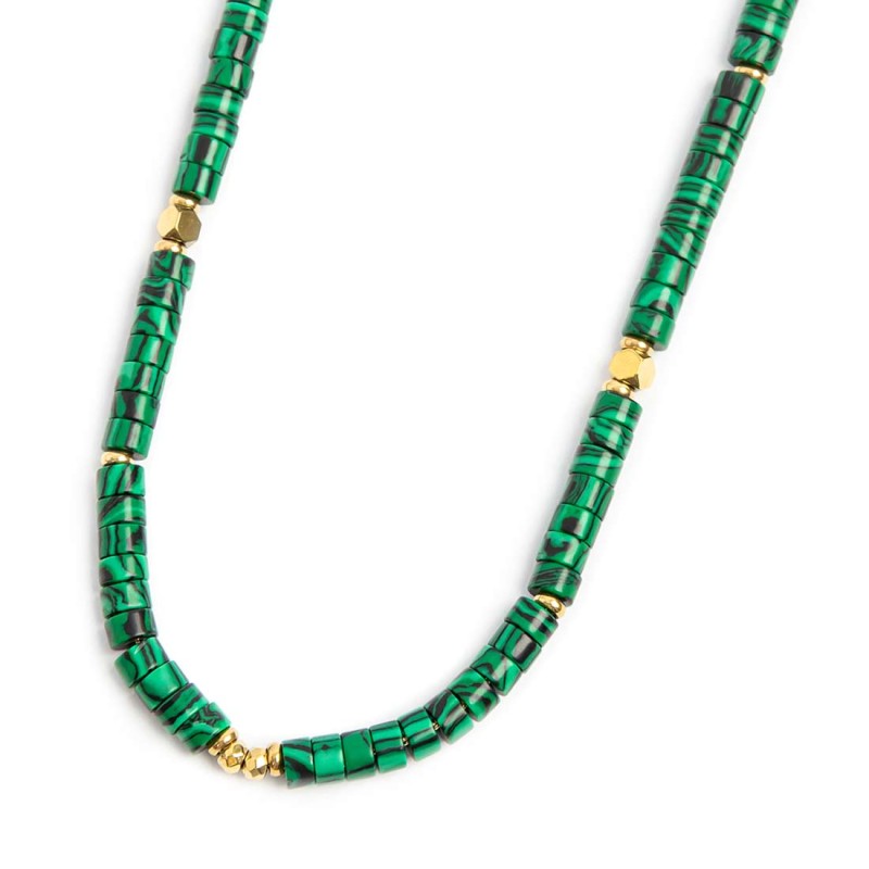 Collana catena a foglia e collana con pietre a rondelle Collana catena a foglia e collana con pietre a rondelle