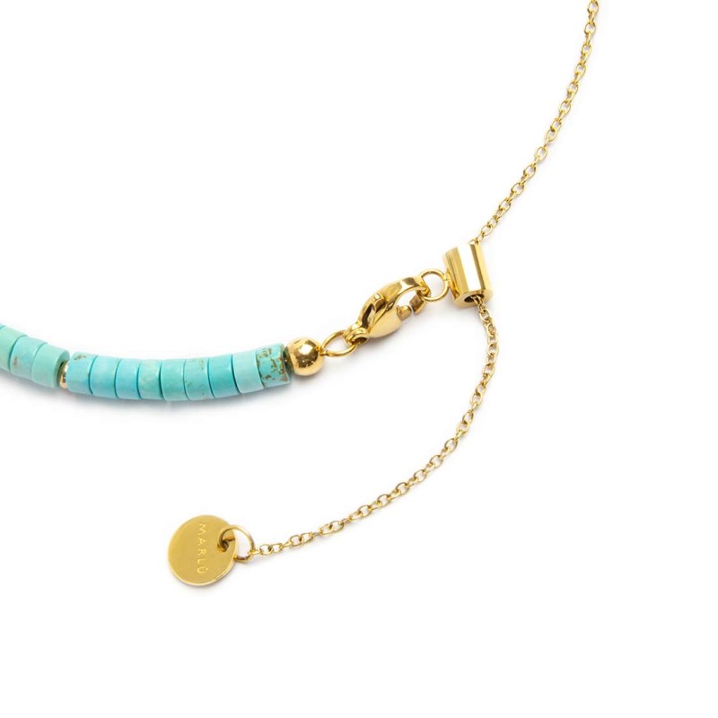 Collana catena a foglia e collana con pietre a rondelle Collana catena a foglia e collana con pietre a rondelle