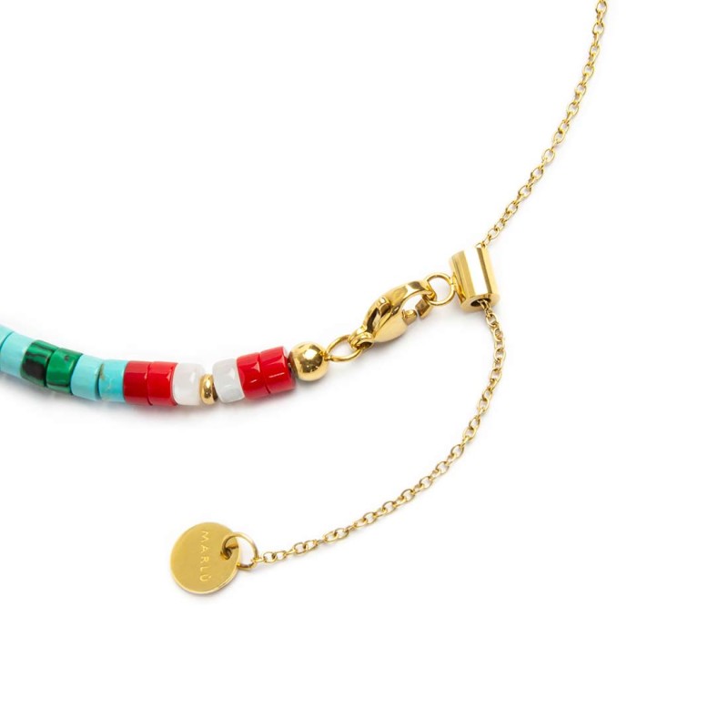 Collana catena a foglia e collana con pietre a rondelle Collana catena a foglia e collana con pietre a rondelle