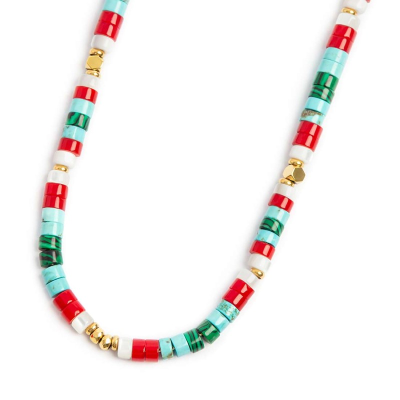 Collana catena a foglia e collana con pietre a rondelle Collana catena a foglia e collana con pietre a rondelle