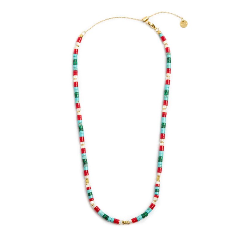 Collana catena a foglia e collana con pietre a rondelle Collana catena a foglia e collana con pietre a rondelle