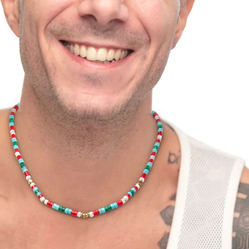 Collana catena a foglia e collana con pietre a rondelle Collana catena a foglia e collana con pietre a rondelle
