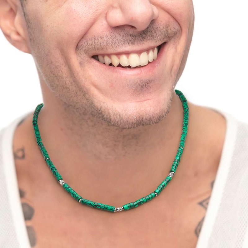 Collana catena a foglia e collana con pietre a rondelle Collana catena a foglia e collana con pietre a rondelle