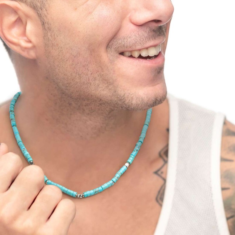 Collana catena a foglia e collana con pietre a rondelle Collana catena a foglia e collana con pietre a rondelle