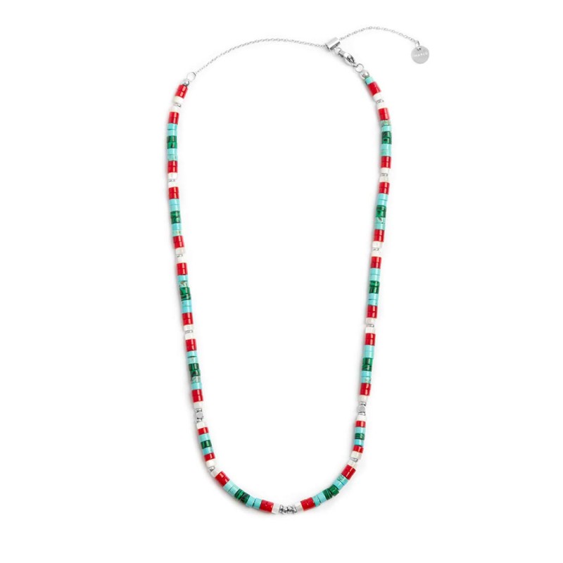 Collana catena a foglia e collana con pietre a rondelle Collana catena a foglia e collana con pietre a rondelle