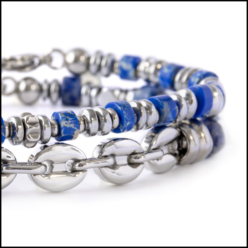 Bracciale con pietre a rondella e bracciale con sodalite Bracciale con pietre a rondella e bracciale con sodalite