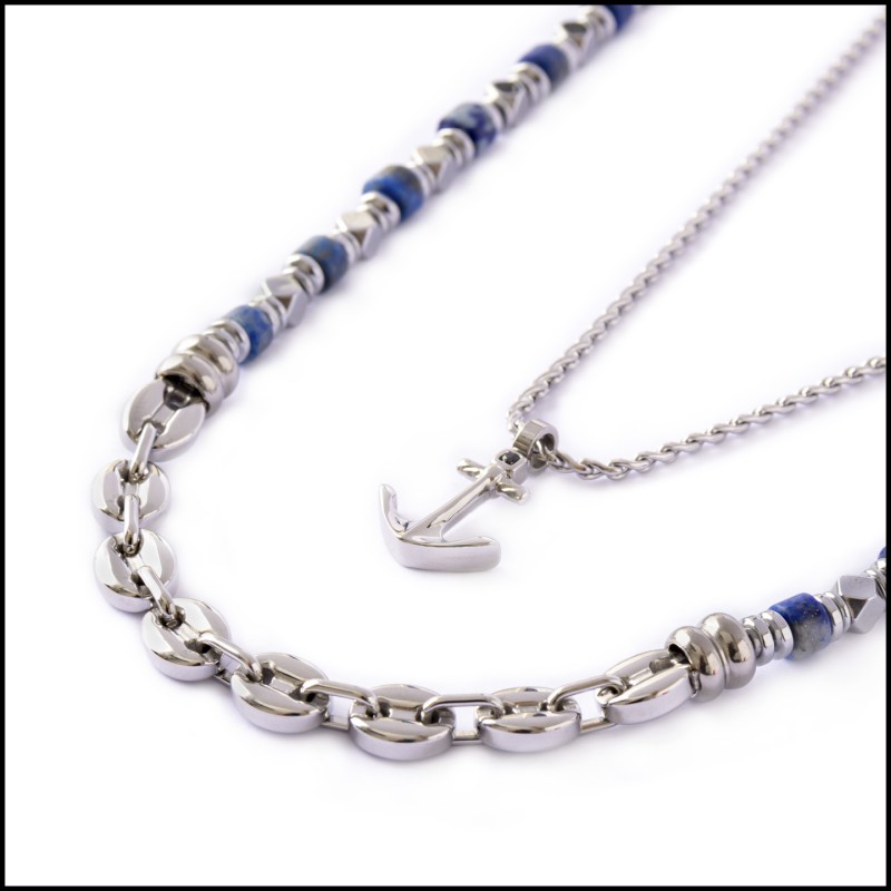 Collana con ancora e collana con rondelle in sodalite Collana con ancora e collana con rondelle in sodalite