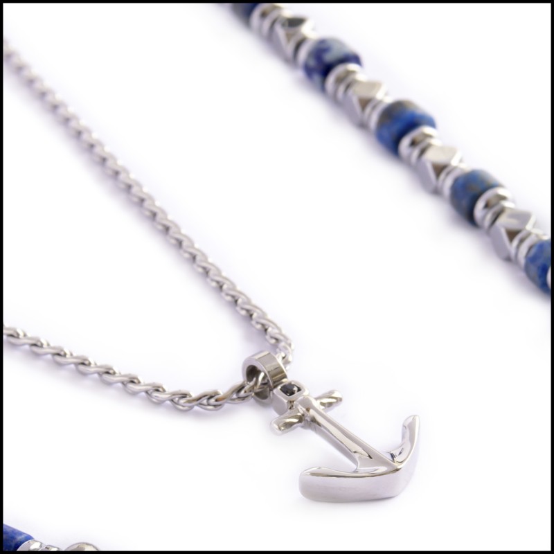 Collana con ancora e collana con rondelle in sodalite