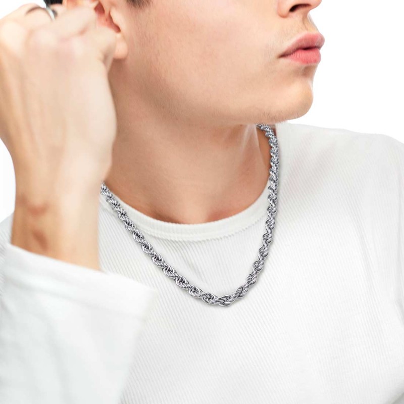 Collana catena a corda e collana con elemento in pietra