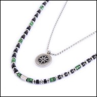 Collana rosa dei venti e collana rondelle in malachite