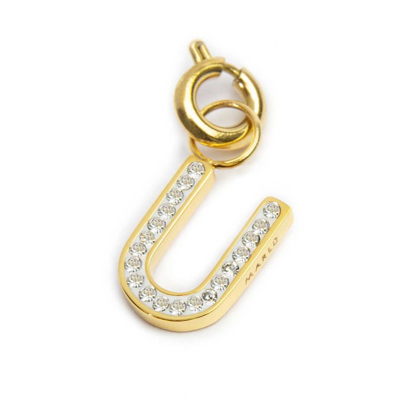 Bracciale con perle di fiume e bracciale a sfere con charm lettera cristalli Bracciale con perle di fiume e bracciale a sfere con charm lettera cristalli