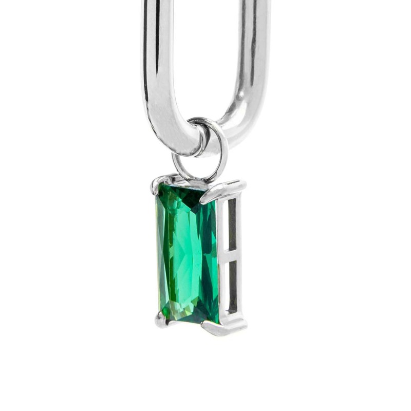 Orecchino ovale con zircone baguette