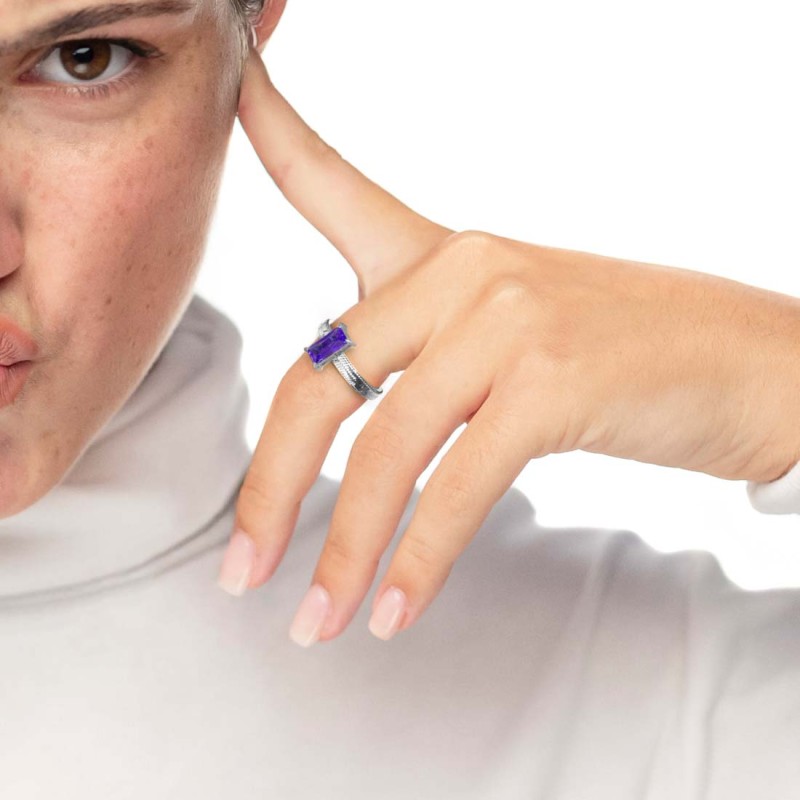 AN A FASCETTA CON CUBIC ZIRCONIA BAGUETTE