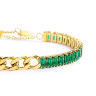 BR BAGUETTE TENNIS VERDE E CENTRALE CON CATENA GRUMETTA