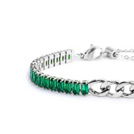 BR BAGUETTE TENNIS VERDE E CENTRALE CON CATENA GRUMETTA