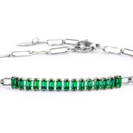 Bracciale catena con tennis cristalli baguette centrali