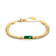 Bracciale catena snake con cristallo baguette centrale
