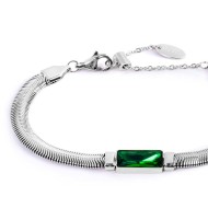 Bracciale catena snake con cristallo baguette centrale