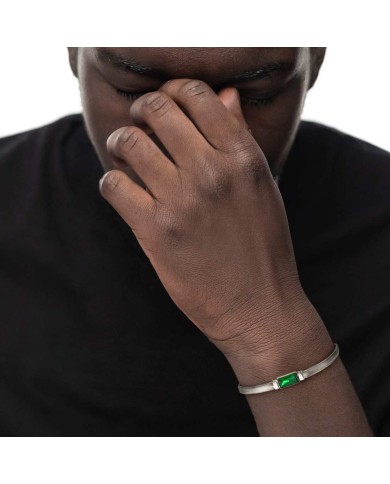 Bracciale catena snake con cristallo baguette centrale Bracciale catena snake con cristallo baguette centrale